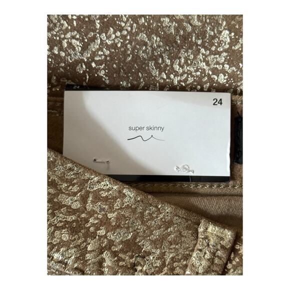 7 For All Mankind high waist ankle skinny jeans tan gold size 24 - Picture 6 of 7